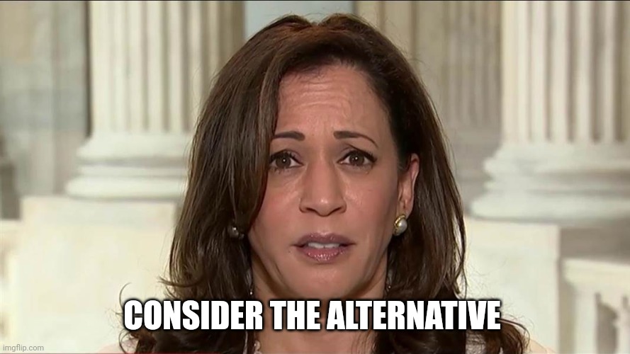 kamala harris | CONSIDER THE ALTERNATIVE | image tagged in kamala harris | made w/ Imgflip meme maker