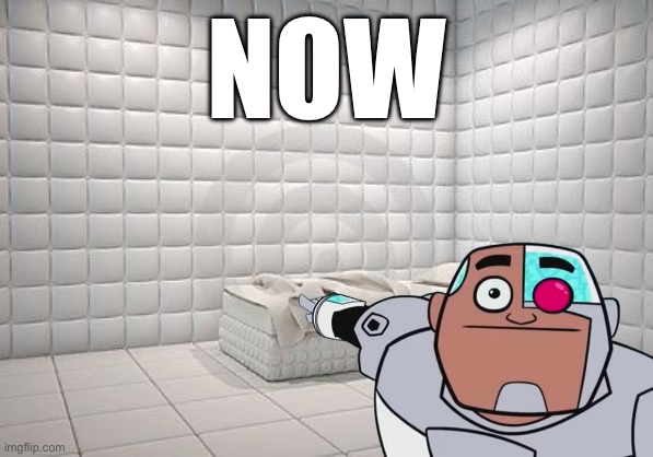 insane asylum pillow room | NOW | image tagged in insane asylum pillow room | made w/ Imgflip meme maker