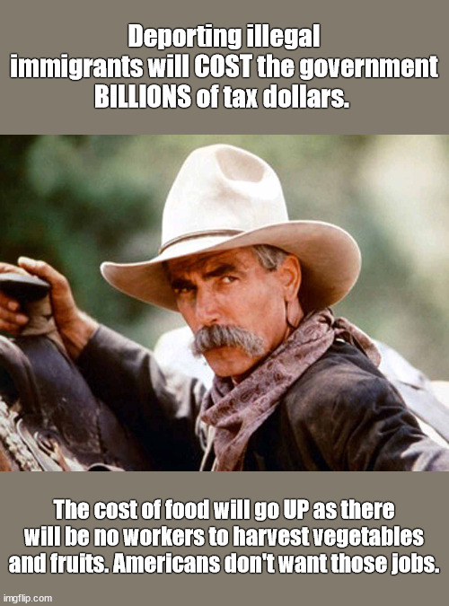 Illegal immigrants pay federal, state, and local taxes, too! | Deporting illegal immigrants will COST the government BILLIONS of tax dollars. The cost of food will go UP as there will be no workers to harvest vegetables and fruits. Americans don't want those jobs. | image tagged in not a good plan,food costs rise,inflation goes up,trump doesn't know economics | made w/ Imgflip meme maker