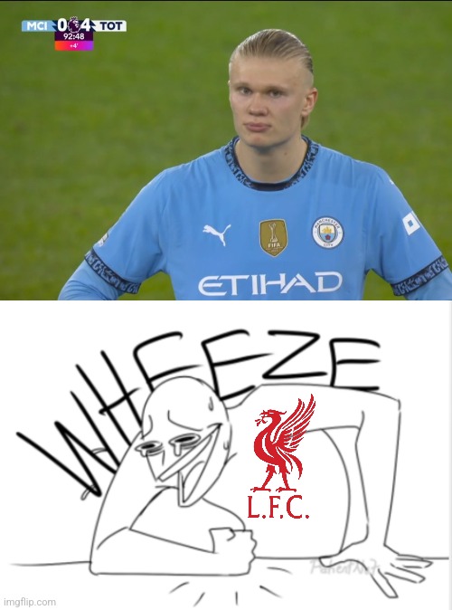 City 0 Spurs 4 | Liverpool, #1 Favorites to win the Prem for the 2nd time | image tagged in wheeze,liverpool,manchester city,tottenham,premier league,football | made w/ Imgflip meme maker