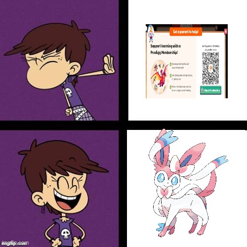 Luna Reaction Meme | image tagged in luna loud disagree and agree,luna loud,the loud house,sylveon,prodigy,pokemon | made w/ Imgflip meme maker