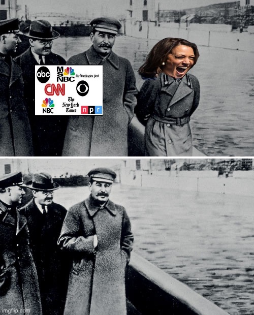 Stalin Photoshop | image tagged in stalin photoshop,kamala harris,media,media lies | made w/ Imgflip meme maker