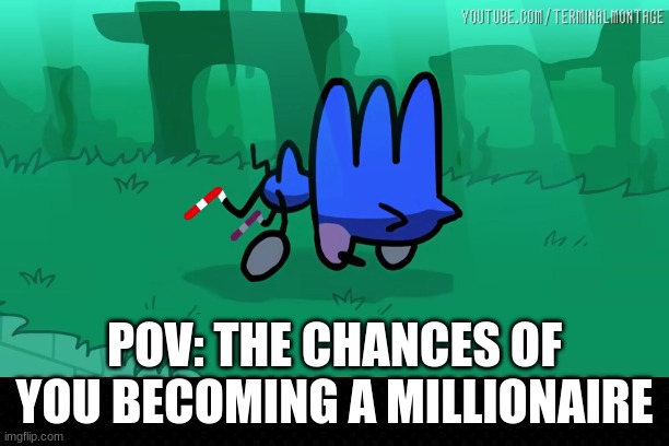 Sonic Lost The Lottery | POV: THE CHANCES OF YOU BECOMING A MILLIONAIRE | image tagged in terminalmontage,sonic the hedgehog,funny memes | made w/ Imgflip meme maker