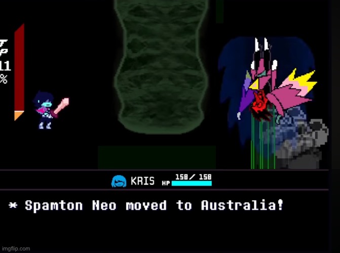 Spamton Neo moved to Australia (fixed) | image tagged in australia,spamton,deltarune | made w/ Imgflip meme maker