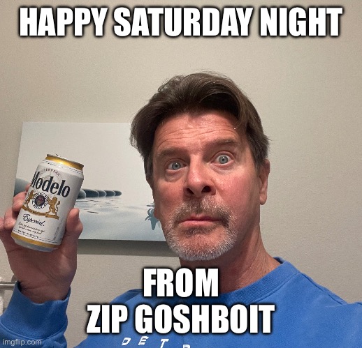 Fun | HAPPY SATURDAY NIGHT; FROM
ZIP GOSHBOOTS | image tagged in fun | made w/ Imgflip meme maker