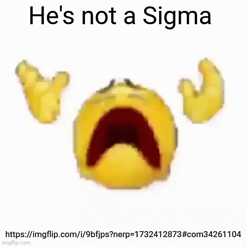 :nooo: | He's not a Sigma; https://imgflip.com/i/9bfjps?nerp=1732412873#com34261104 | image tagged in nooo | made w/ Imgflip meme maker