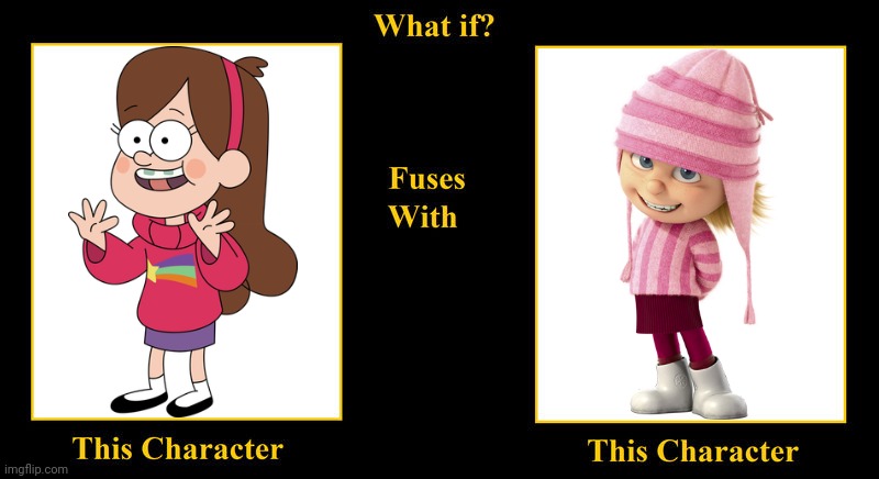 Mabel Pines Fuses With Edith Gru | image tagged in what if fuses,mabel pines,gravity falls,edith gru,despicable me,pink girl | made w/ Imgflip meme maker