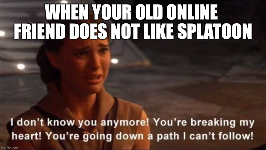 I don't know you anymore | WHEN YOUR OLD ONLINE 
FRIEND DOES NOT LIKE SPLATOON | image tagged in i don't know you anymore | made w/ Imgflip meme maker
