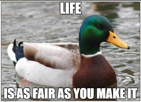 Actual Advice Mallard Meme | LIFE IS AS FAIR AS YOU MAKE IT | image tagged in memes,actual advice mallard | made w/ Imgflip meme maker