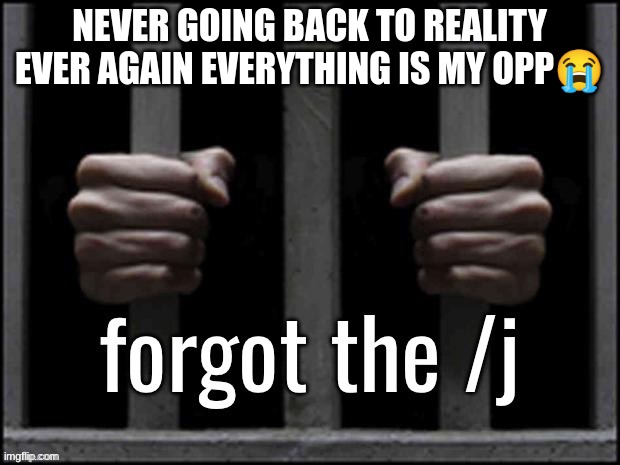 forgot the /j | NEVER GOING BACK TO REALITY EVER AGAIN EVERYTHING IS MY OPP😭 | image tagged in forgot the /j | made w/ Imgflip meme maker