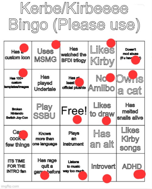 Kerbe Bingo | image tagged in kerbe bingo | made w/ Imgflip meme maker