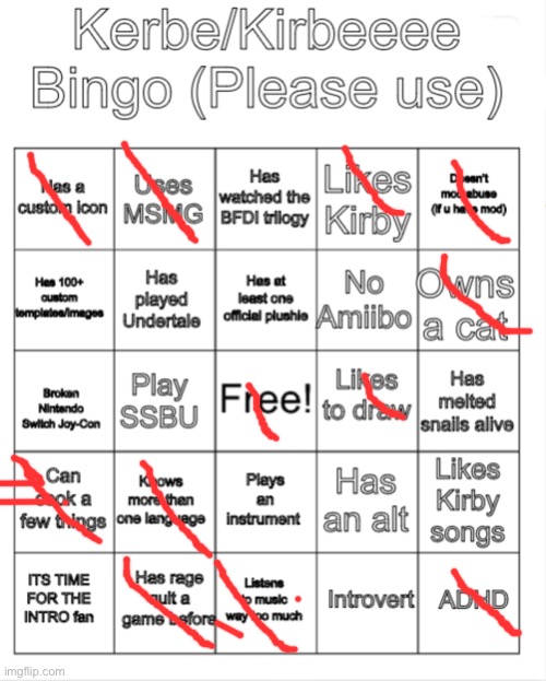 Kerbe Bingo | image tagged in kerbe bingo | made w/ Imgflip meme maker