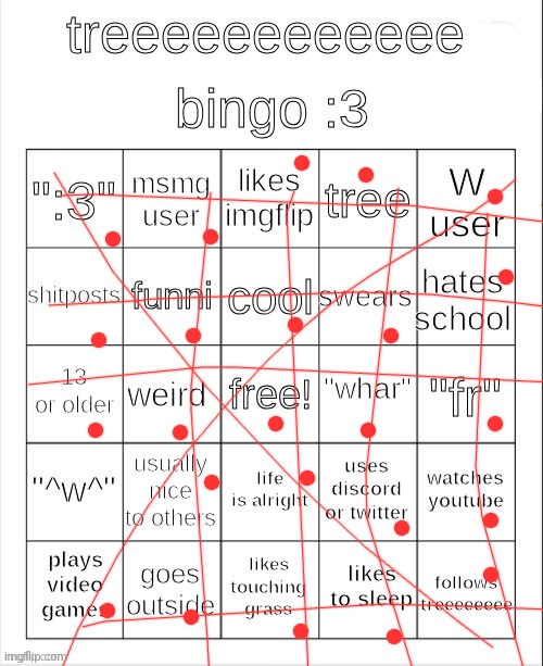 treeeeeeeeee bingo :3 | image tagged in treeeeeeeeee bingo 3 | made w/ Imgflip meme maker