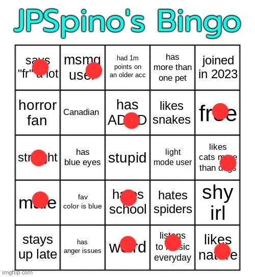 JPSpino's bingo | image tagged in jpspino's bingo | made w/ Imgflip meme maker