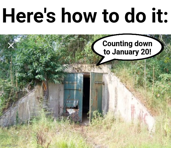 Bunker Fun | Counting down
to January 20! Here's how to do it: | image tagged in bunker fun | made w/ Imgflip meme maker