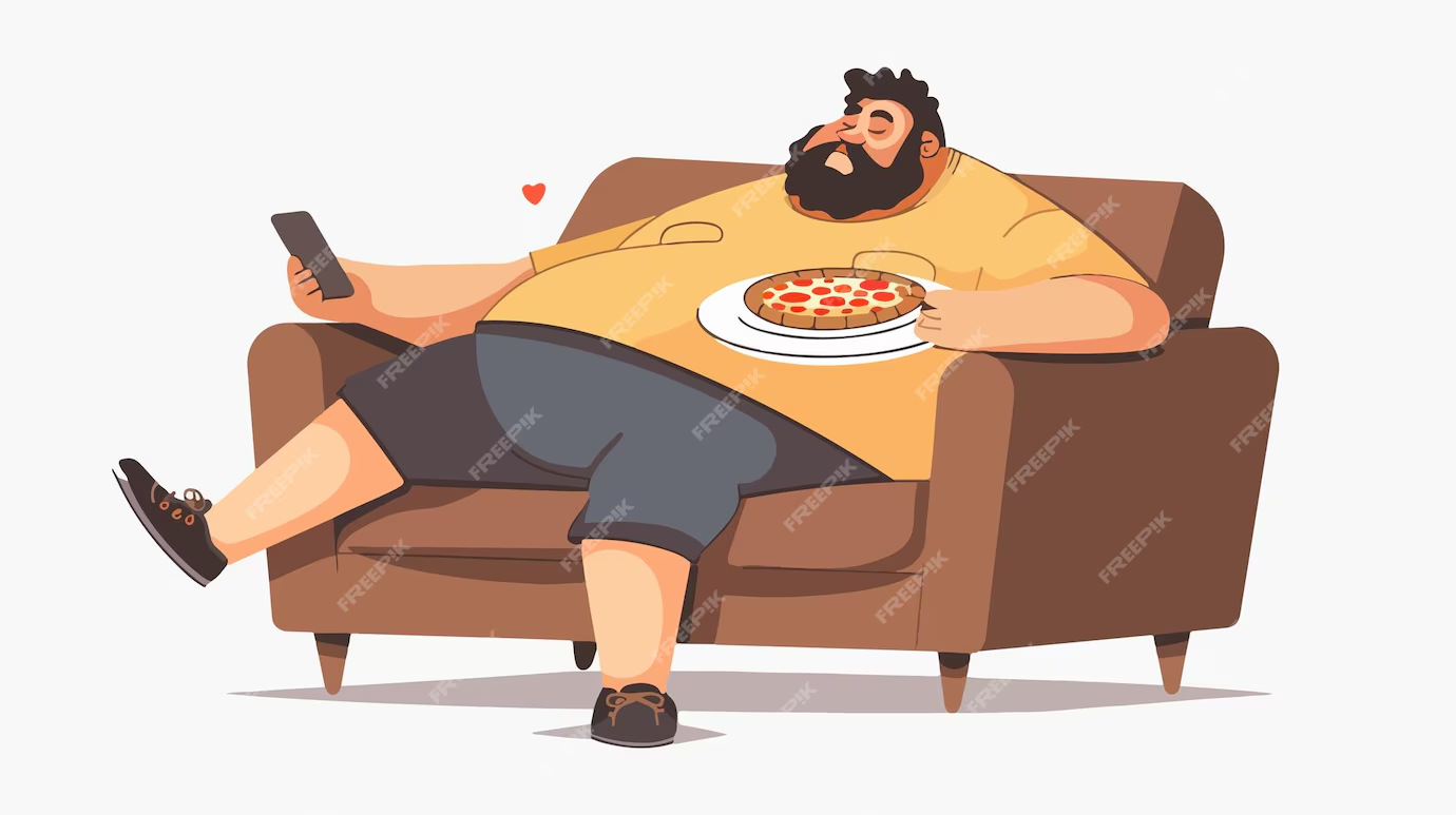 Fat Guy On Couch Eating Pizza Blank Meme Template