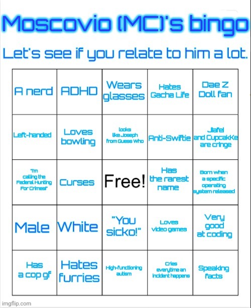 MC's bingo | image tagged in mc's bingo | made w/ Imgflip meme maker