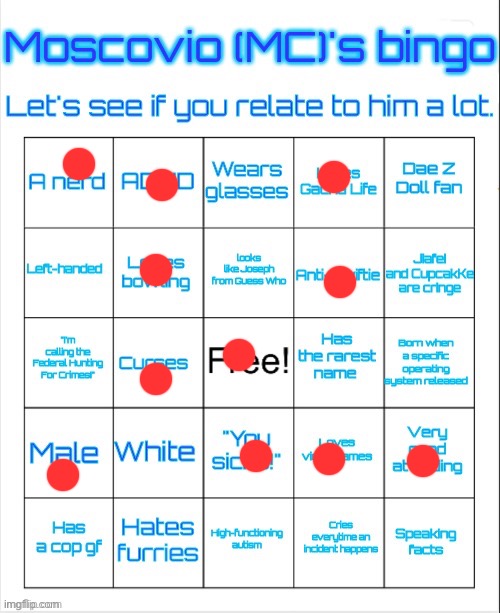 MC's bingo | image tagged in mc's bingo | made w/ Imgflip meme maker