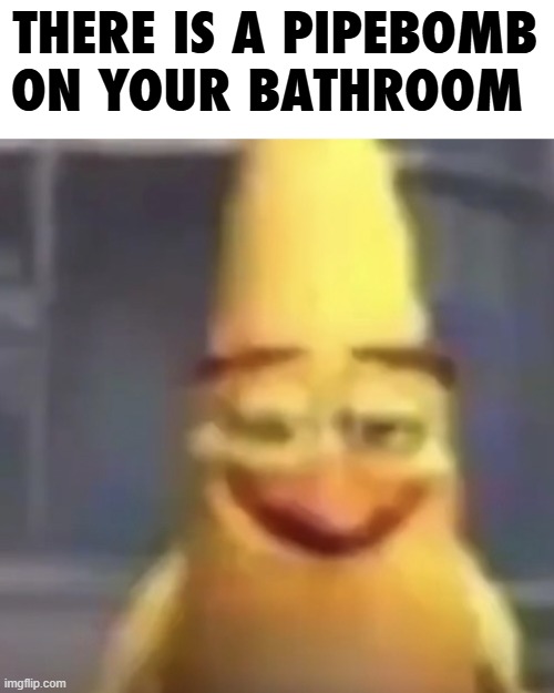 Chuck smug | THERE IS A PIPEBOMB ON YOUR BATHROOM | image tagged in chuck smug | made w/ Imgflip meme maker