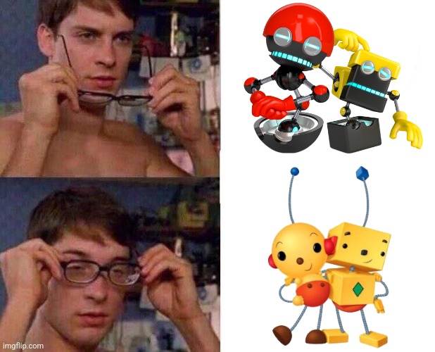 Orbot and Cubot are just Rolie Polie Olie and Billy as Sonic characters | image tagged in spiderman glasses,sonic the hedgehog,rolie polie olie,video games,cartoons | made w/ Imgflip meme maker