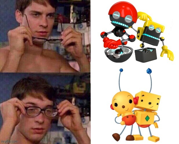 Orbot and Cubot are just Rolie Polie Olie and Billy as Sonic characters | image tagged in spiderman glasses,sonic the hedgehog,rolie polie olie,video games,cartoons | made w/ Imgflip meme maker