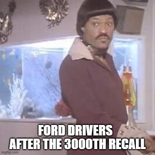 Lawrence Fishburne Ike Turner | FORD DRIVERS; AFTER THE 3000TH RECALL | image tagged in lawrence fishburne ike turner | made w/ Imgflip meme maker