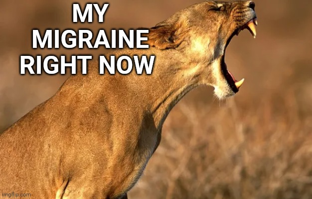 Migraine | MY MIGRAINE RIGHT NOW | image tagged in headache | made w/ Imgflip meme maker