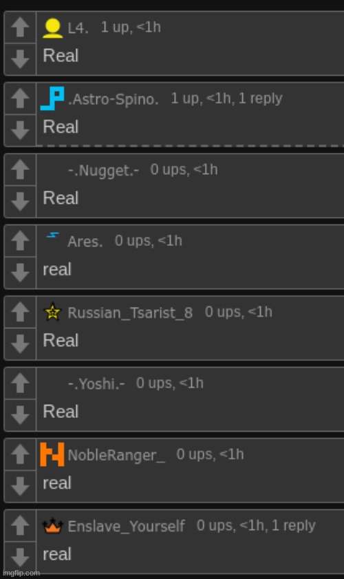 real | made w/ Imgflip meme maker