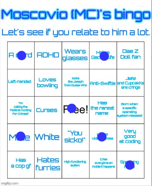 MC's bingo | image tagged in mc's bingo | made w/ Imgflip meme maker