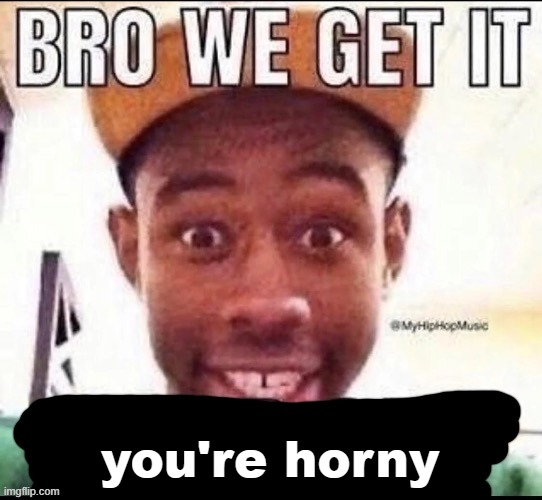 Bro we get it (blank) | you're horny | image tagged in bro we get it blank | made w/ Imgflip meme maker