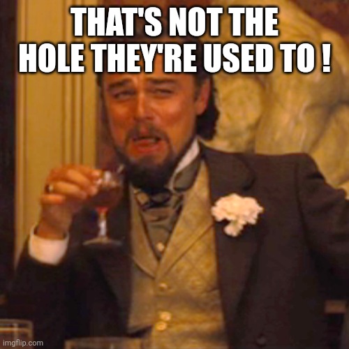 Laughing Leo Meme | THAT'S NOT THE HOLE THEY'RE USED TO ! | image tagged in memes,laughing leo | made w/ Imgflip meme maker