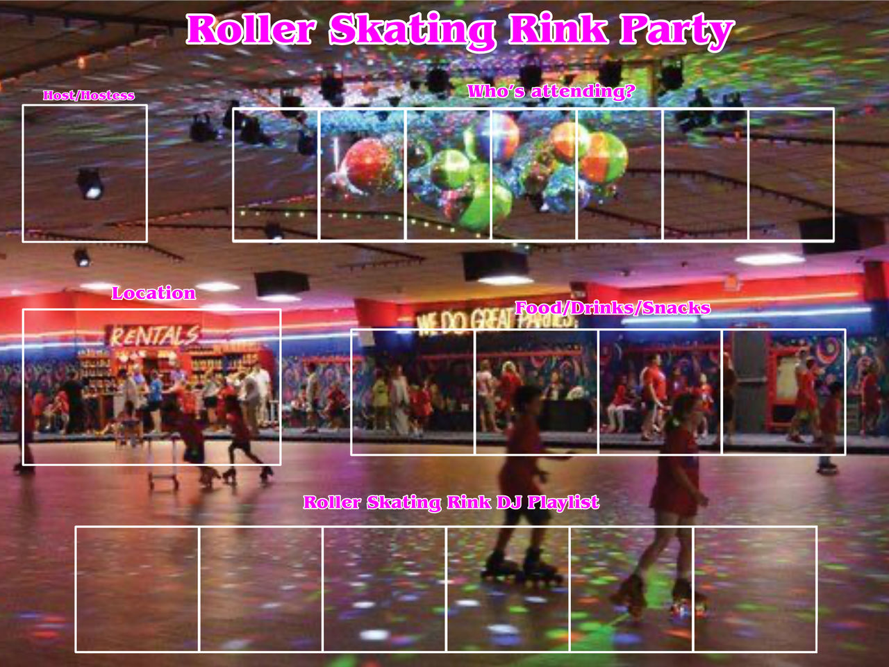 Roller Skating Rink Party meme - template Blank Meme Template