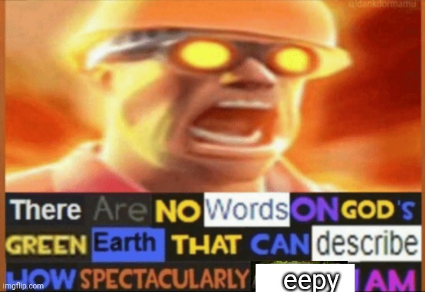 There are no words on god's green earth (scared/afraid version) | eepy | image tagged in there are no words on god's green earth scared/afraid version | made w/ Imgflip meme maker