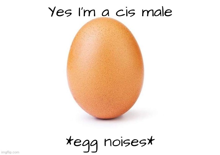 Aaaaaaaaaaagh | Yes I'm a cis male; *egg noises* | image tagged in eggbert | made w/ Imgflip meme maker