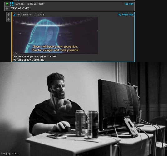 image tagged in gigachad on the computer | made w/ Imgflip meme maker
