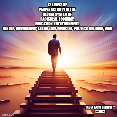 Eleven | 12 LEVELS OF PEOPLE ACTIVITY IN THE GLOBAL SYSTEM OF RACISM: AI, ECONOMY, EDUCATION, ENTERTAINMENT, GENDER, GOVERNMENT, LABOR, LAW, MEDICINE, POLITICS, RELIGION, WAR; TABIA ANI'S REVIEW™
Ⓒ2024 | image tagged in levels of pain | made w/ Imgflip meme maker