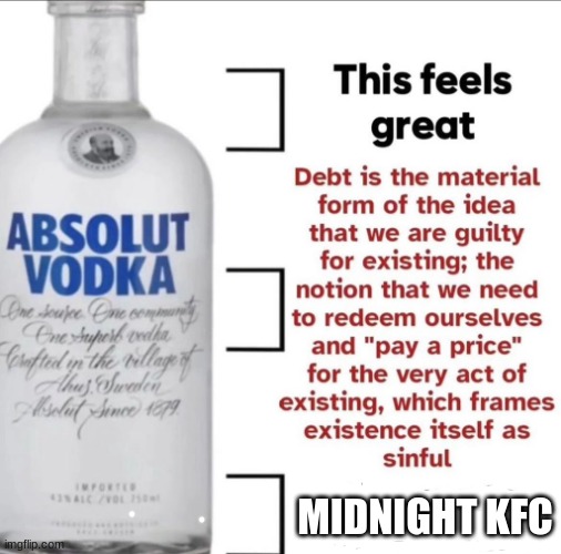 who wants to breed me | MIDNIGHT KFC | image tagged in who wants to breed me vodka | made w/ Imgflip meme maker