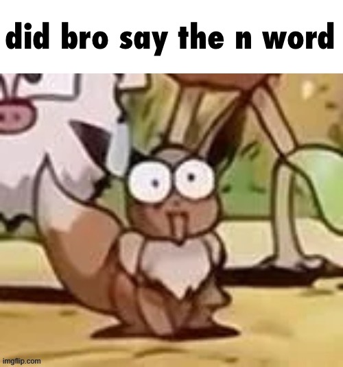 Stunned Eevee | did bro say the n word | image tagged in stunned eevee | made w/ Imgflip meme maker