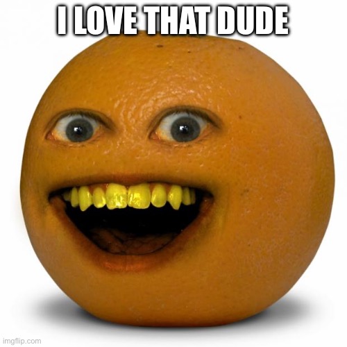 Annoying Orange | I LOVE THAT DUDE | image tagged in annoying orange | made w/ Imgflip meme maker