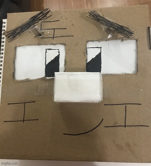 I made Bricky’s head (made out of cardboard) | made w/ Imgflip meme maker