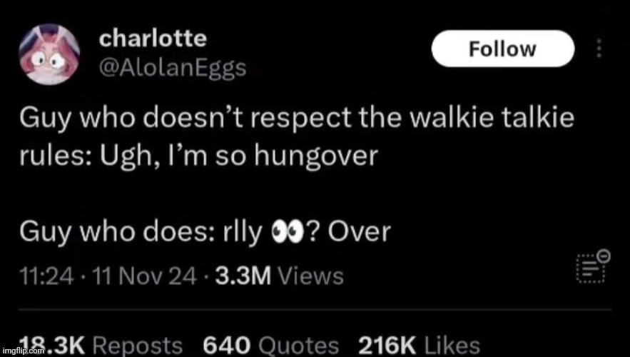 Image Title. Over | image tagged in walkie talkie,over | made w/ Imgflip meme maker