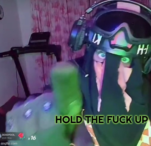 SAK pointing | HOLD THE FUCK UP | image tagged in sak pointing | made w/ Imgflip meme maker