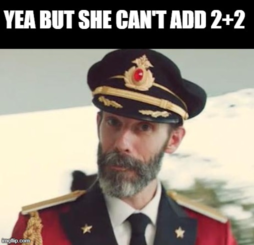 Captain Obvious | YEA BUT SHE CAN'T ADD 2+2 | image tagged in captain obvious | made w/ Imgflip meme maker