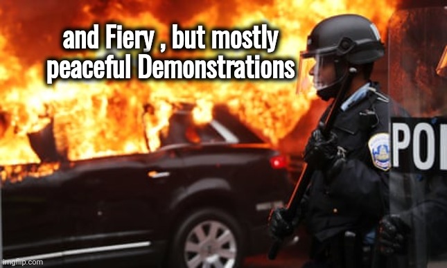 and Fiery , but mostly peaceful Demonstrations | made w/ Imgflip meme maker