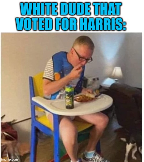 ADULT CHILDREN | WHITE DUDE THAT VOTED FOR HARRIS: | image tagged in liberals,democrats,kamala harris | made w/ Imgflip meme maker