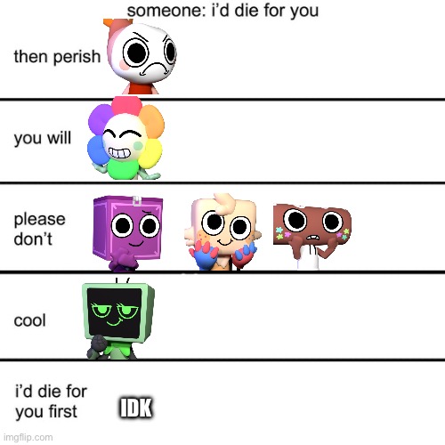 Yet another DW meme | IDK | image tagged in alignment chart i'd die for you | made w/ Imgflip meme maker