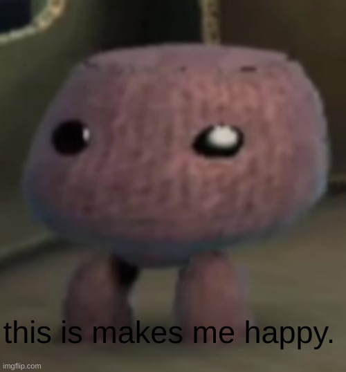 sackboy | this is makes me happy. | image tagged in sackboy | made w/ Imgflip meme maker