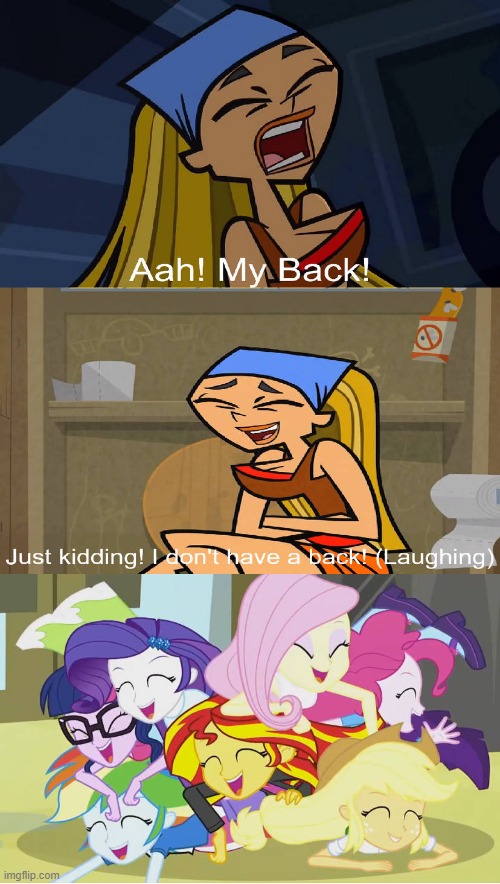 The Mane 7 Laughs at Lindsay Doesn't Have A Back | image tagged in who laughs at lindsay doesn't have a back | made w/ Imgflip meme maker