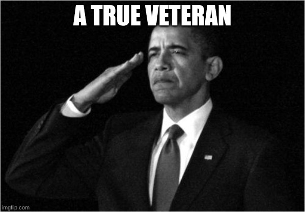 A TRUE VETERAN | image tagged in obama-salute | made w/ Imgflip meme maker