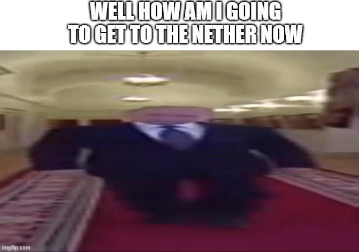 W       I       D       E  Putin | WELL HOW AM I GOING TO GET TO THE NETHER NOW | image tagged in w i d e putin | made w/ Imgflip meme maker